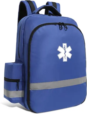 First Aid Backpack - Empty First Responder Bag for Trauma Medical Kit - Safety Backpack - Paramedic Bag - Blue
