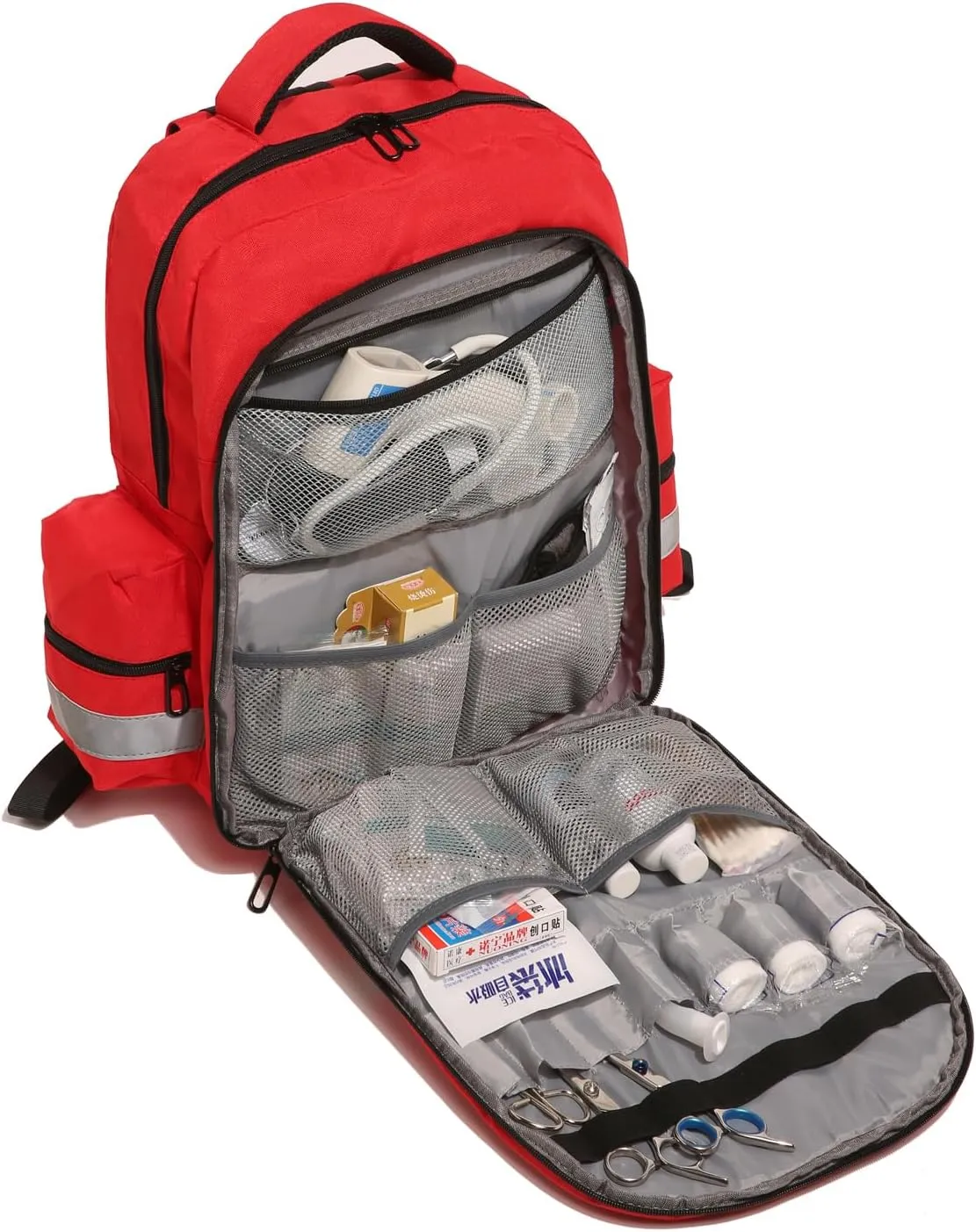First Aid Backpack for Trauma Medical Response - Empty First Responder Bag with Organizer Case for Nurse, Paramedic, EMT
