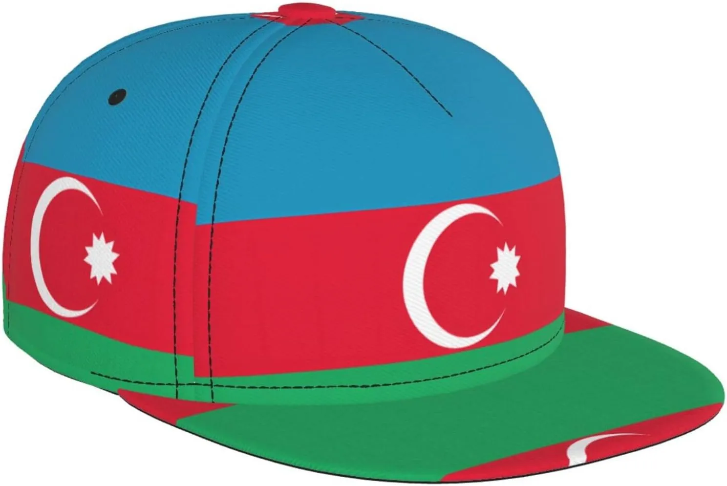 Flag of Azerbaijan Outdoor Sports Baseball Cap, Daily Sports Adjustable Fashionable Flat Brim hat, Unisex Four-Season Outdoor Sports Cap, Black