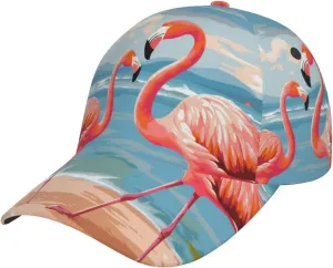 Flamingo Beach Baseball Caps for Men Women Low Profile Golf Dad Hat Adjustable Snapback Hat Washed Ball Cap Black