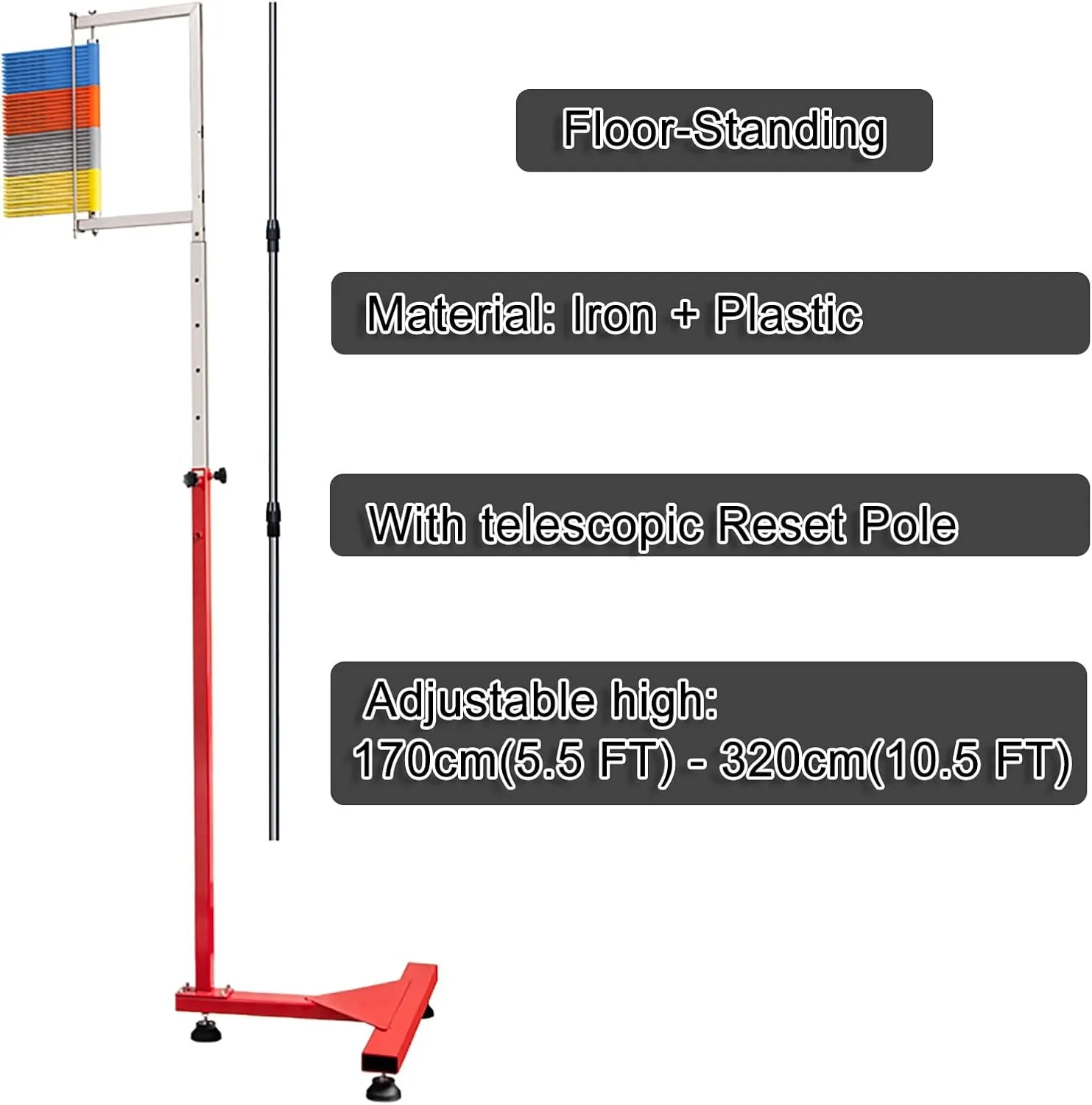 Free-Standing Jump Measurement Tester，Basketball Vertical Jump Trainer with Stable Base, Adjustable High Jump Gauge, Volleyball Jump Height Training Aid with Reset Bar (Colour: Yellow, Size: