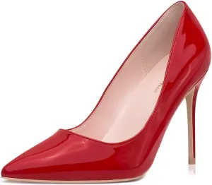 GENSHUO Women's Closed Toe Stiletto High Heels Dress 4 Inch Heeled Pointed Toe Party Homecoming Wedding Pump Shoes