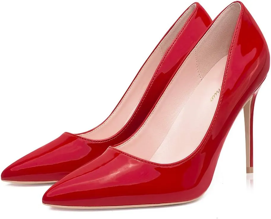 GENSHUO Women's Closed Toe Stiletto High Heels Dress 4 Inch Heeled Pointed Toe Party Homecoming Wedding Pump Shoes