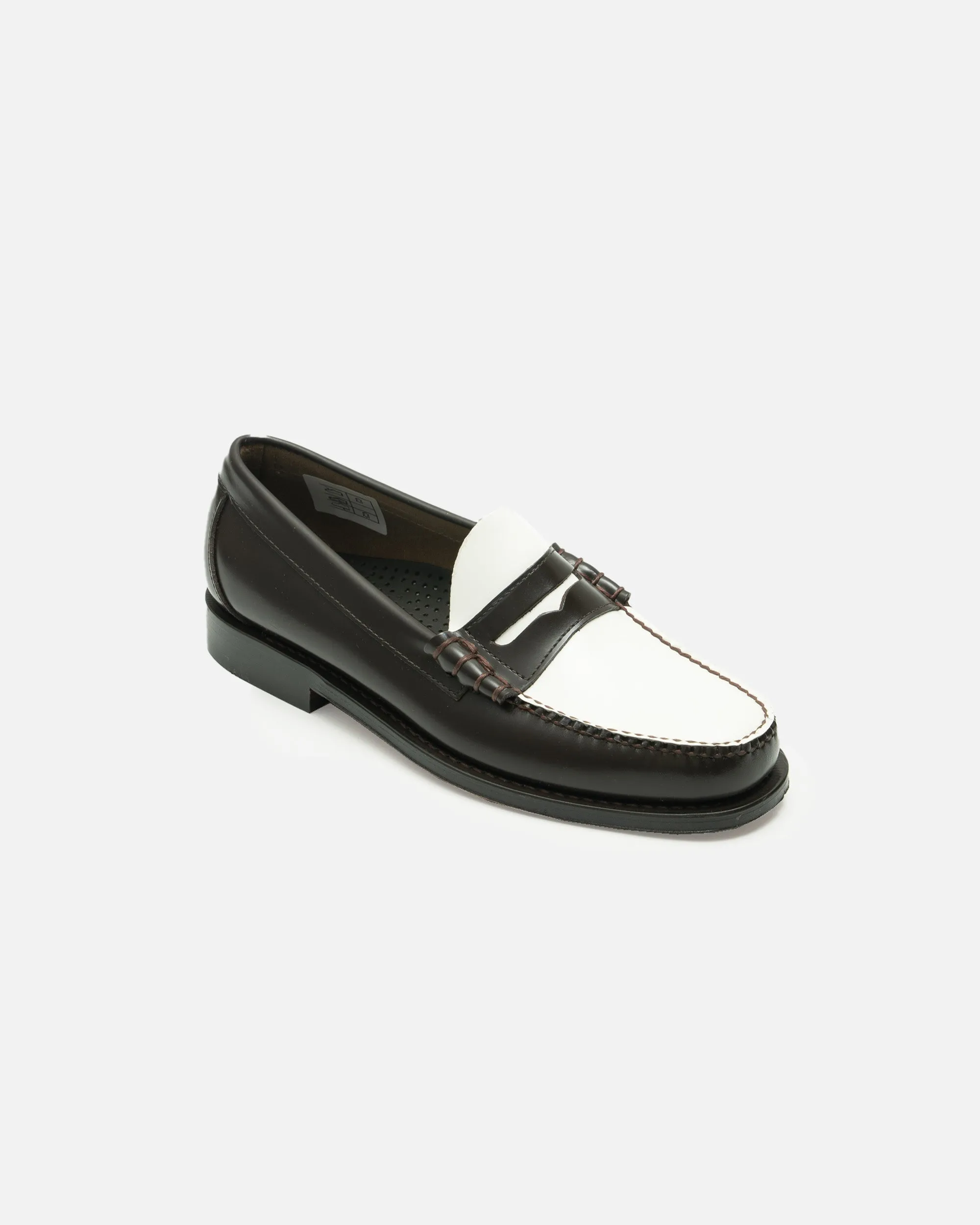 G.H. Bass WEEJUN HERITAGE Larson Moc Penny Loafer Dark Brown & White Leather