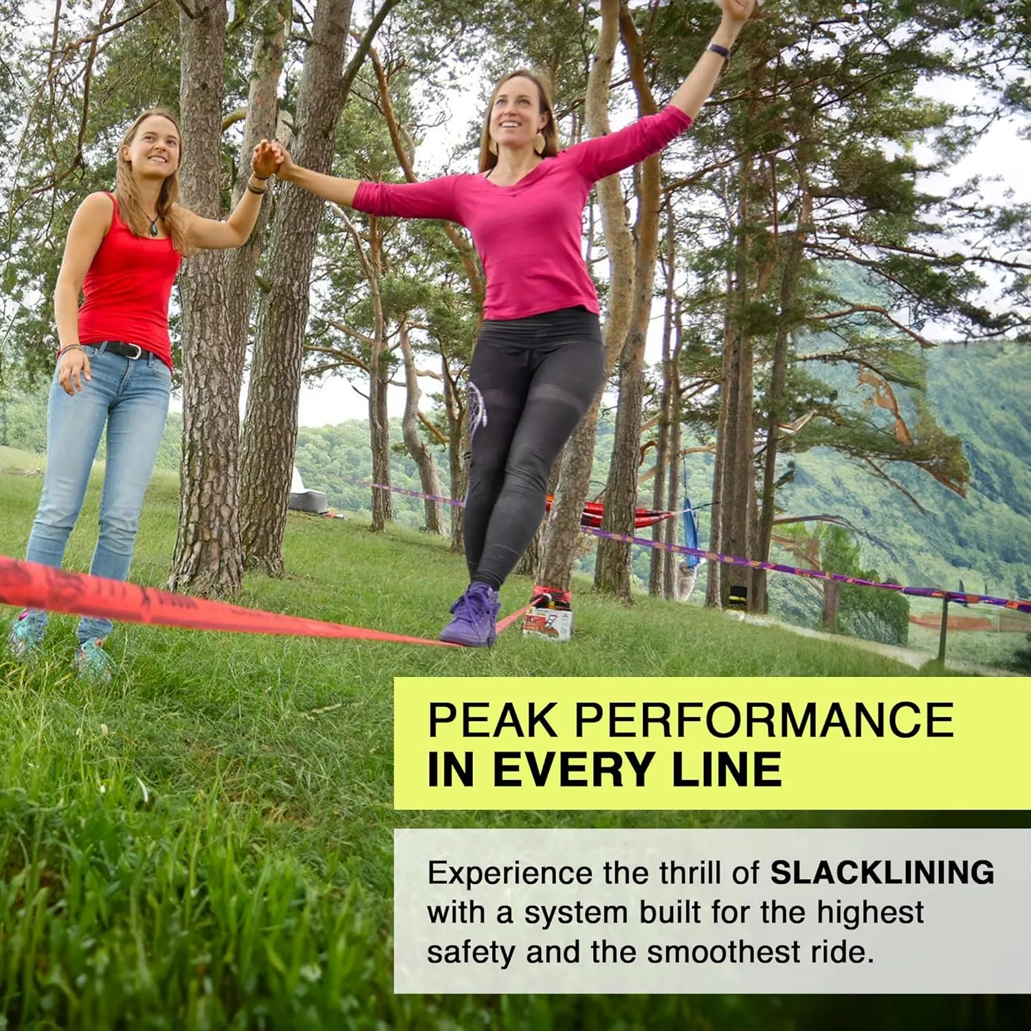 GIBBON ClassicLine Slackline Kit with TreeWear - The Original 2" Slackline Set for Quality Reliable Set Up for Family Kids and Adults
