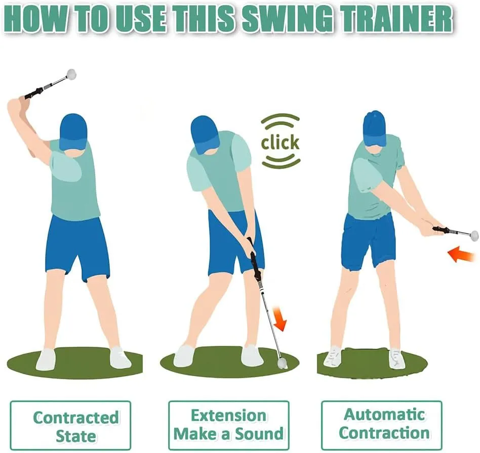 Gloryboom Telescopic Club, Retractable Golf Swing Training Aid, Golf Grip Trainer with Instant Feedback, Suitable for Right-Handed and Left-Handed Golfers