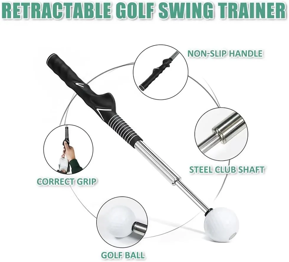 Gloryboom Telescopic Club, Retractable Golf Swing Training Aid, Golf Grip Trainer with Instant Feedback, Suitable for Right-Handed and Left-Handed Golfers