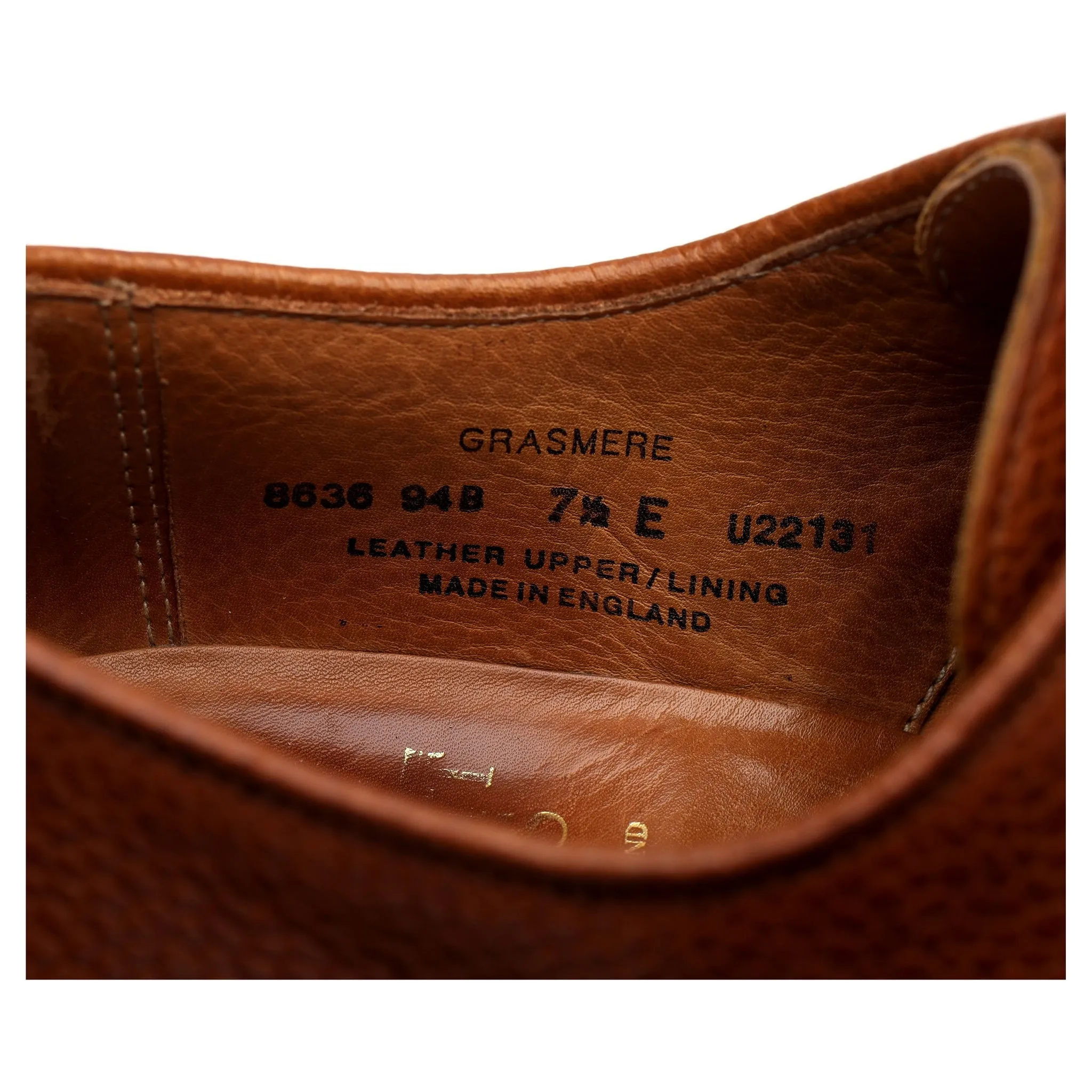 'Grasmere' Tan Brown Leather Derby UK 7.5 E