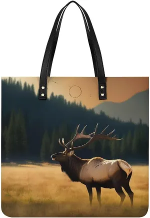 Grocery Bags Elk In The Meadow Bag for Women Lightweight Beach Bag Shoulder Bags for Travel Shopping Work Handbag