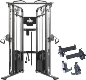 Gronk Fitness Functional Trainer with Dual 200lbs Weight Stacks for Cable Workout | Cable Crossover Machine | Multifunctional Cable Machine for Home & Commercial Gym w/ J Hook Half Rack Attachment