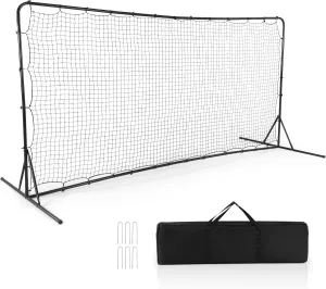 GYMAX Soccer Rebounder Net, 12' x 6' Soccer Equipment Set with All Weather Net, 6 Ground Stakes & Carrying Bag, Easy Setup Kickback Football Rebound Net for Backyard Soccer Practice, Training