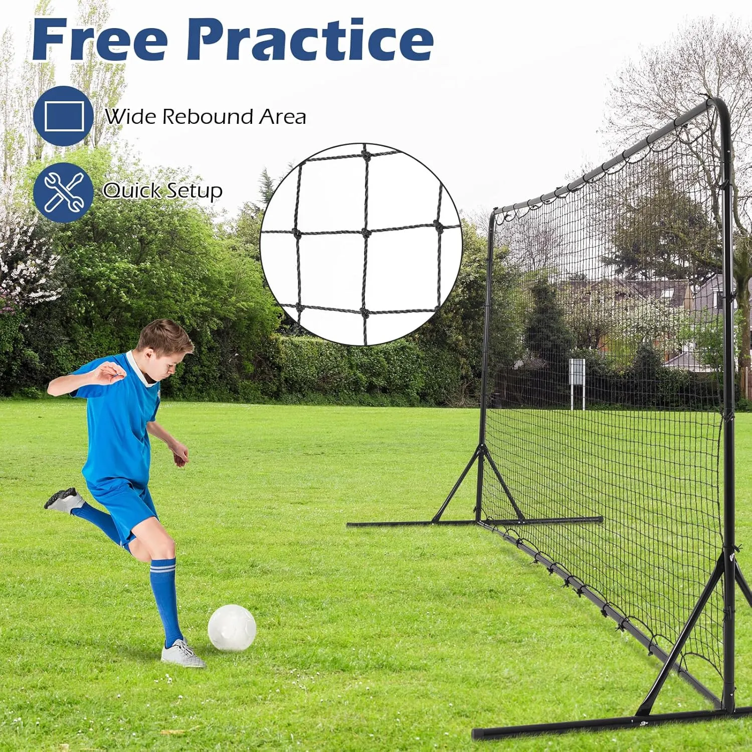 GYMAX Soccer Rebounder Net, 12' x 6' Soccer Equipment Set with All Weather Net, 6 Ground Stakes & Carrying Bag, Easy Setup Kickback Football Rebound Net for Backyard Soccer Practice, Training