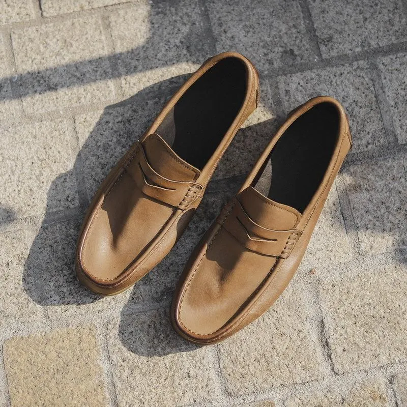 Handmade Cow Suede Casual Loafer Shoes