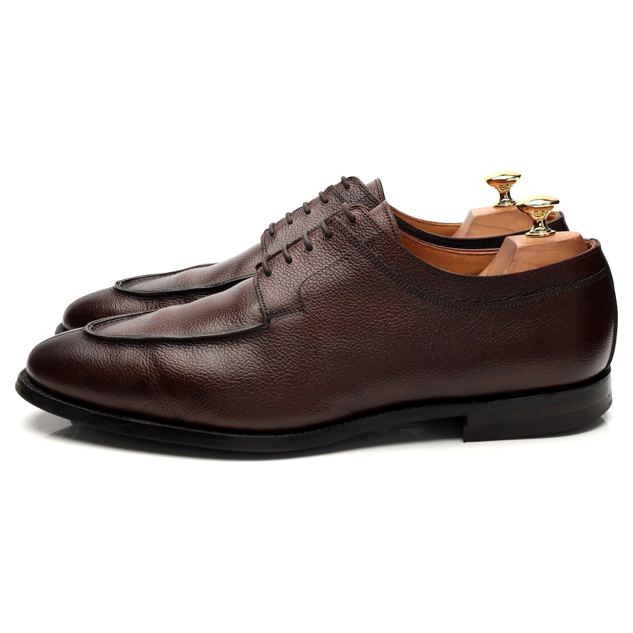 'Hardwick' Dark Brown Grain Leather Split Toe Derby UK 10.5 E