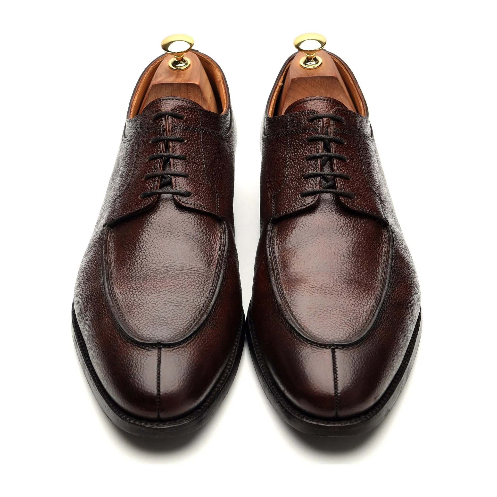'Hardwick' Dark Brown Grain Leather Split Toe Derby UK 10.5 E