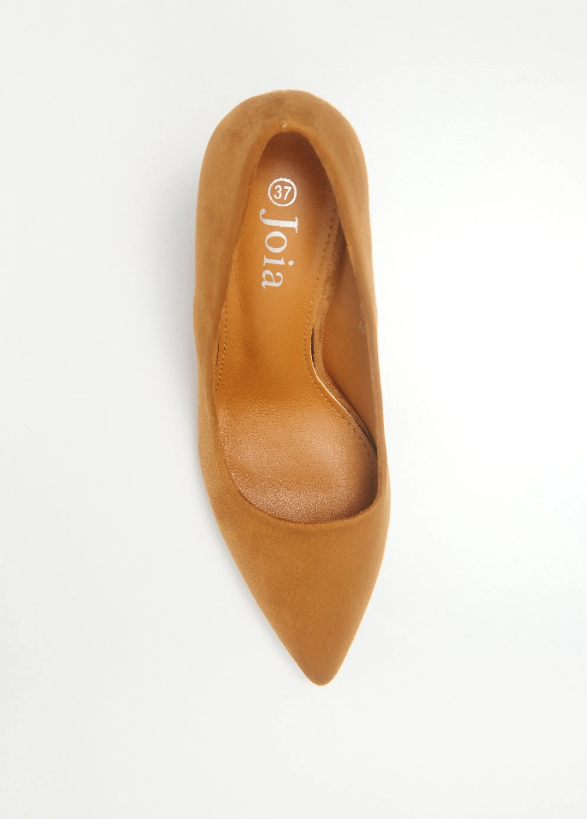 High heel pump with wide suede finish