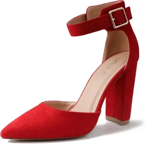 High Heels.Chunky Heel Pointed Closed Toe Pump Shoes,Party Wedding Fashion Shoes,Gifts for Women