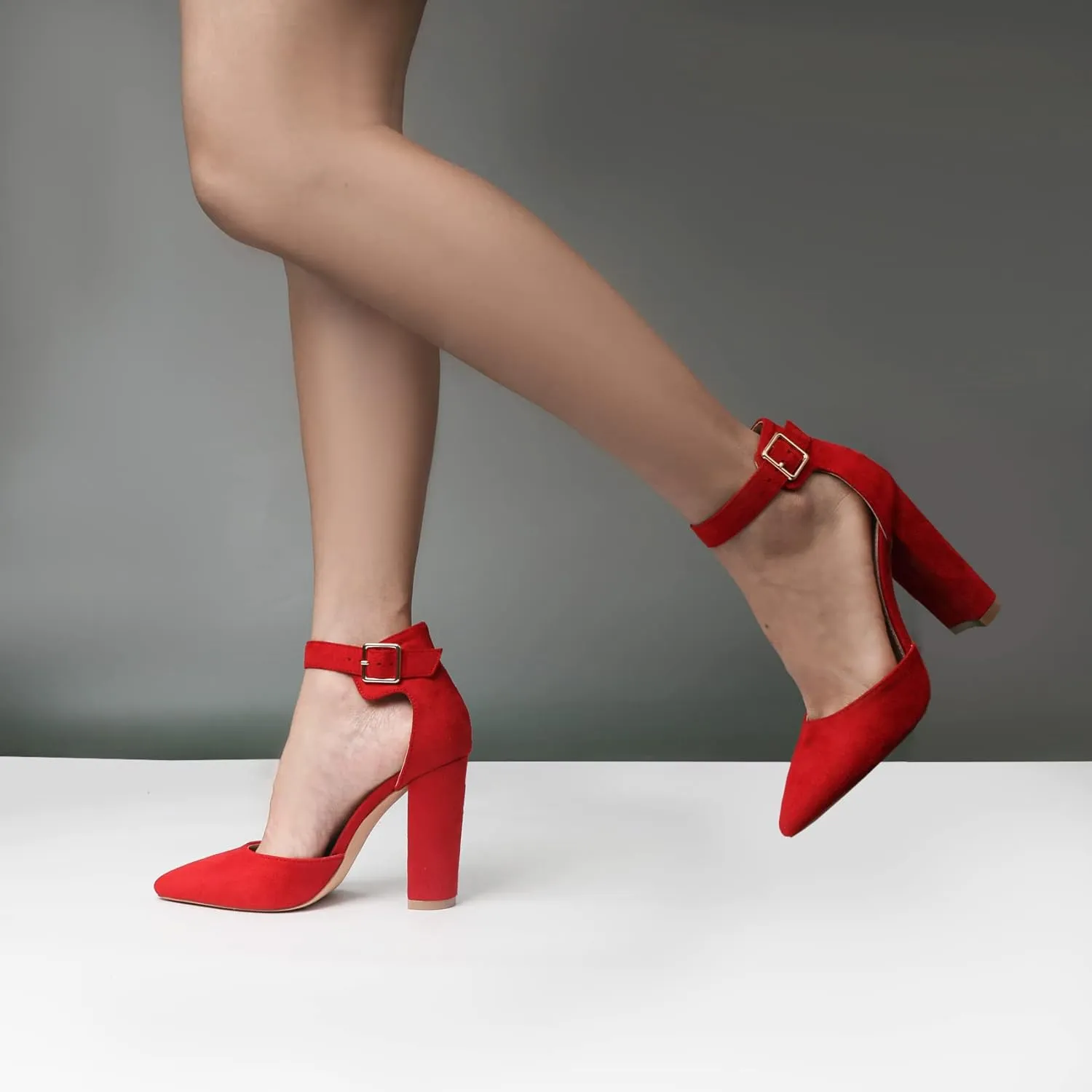 High Heels.Chunky Heel Pointed Closed Toe Pump Shoes,Party Wedding Fashion Shoes,Gifts for Women