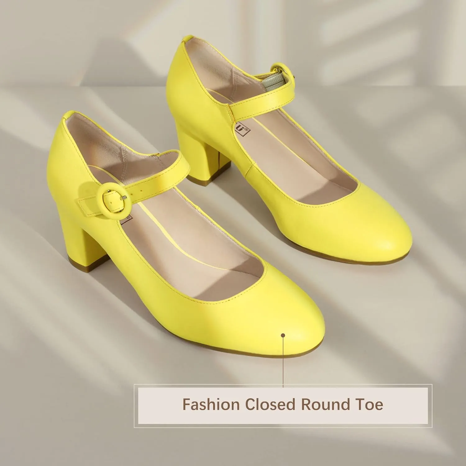 IDIFU Women's Candy Dress Mary Jane Shoes Low Block Heels Closed Round Toe Office Work Church Wedding Pumps