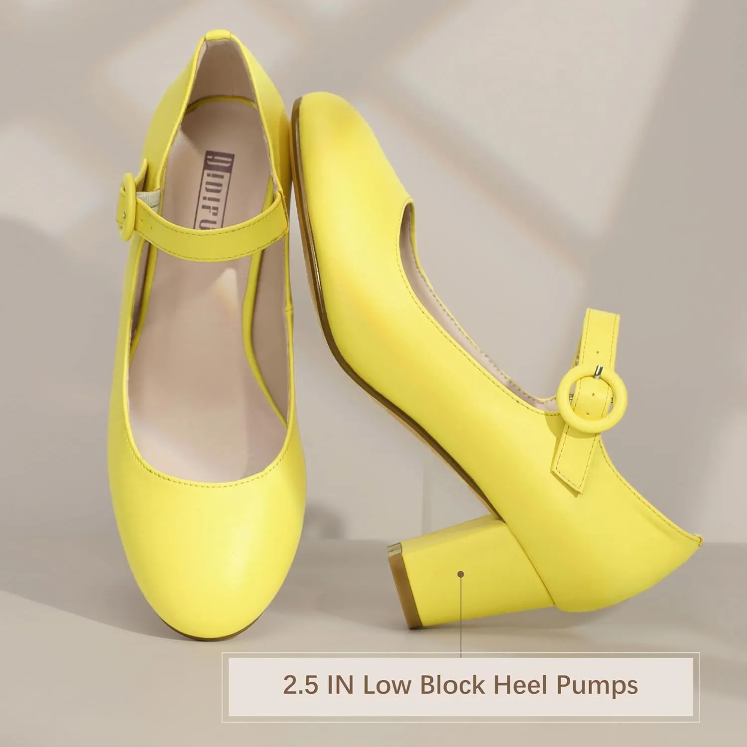 IDIFU Women's Candy Dress Mary Jane Shoes Low Block Heels Closed Round Toe Office Work Church Wedding Pumps