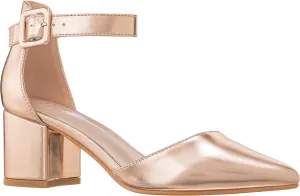 ILLUDE Women’s Heels Pointy Closed Toe Pump Ankle Strap Chunky Low Block Heels