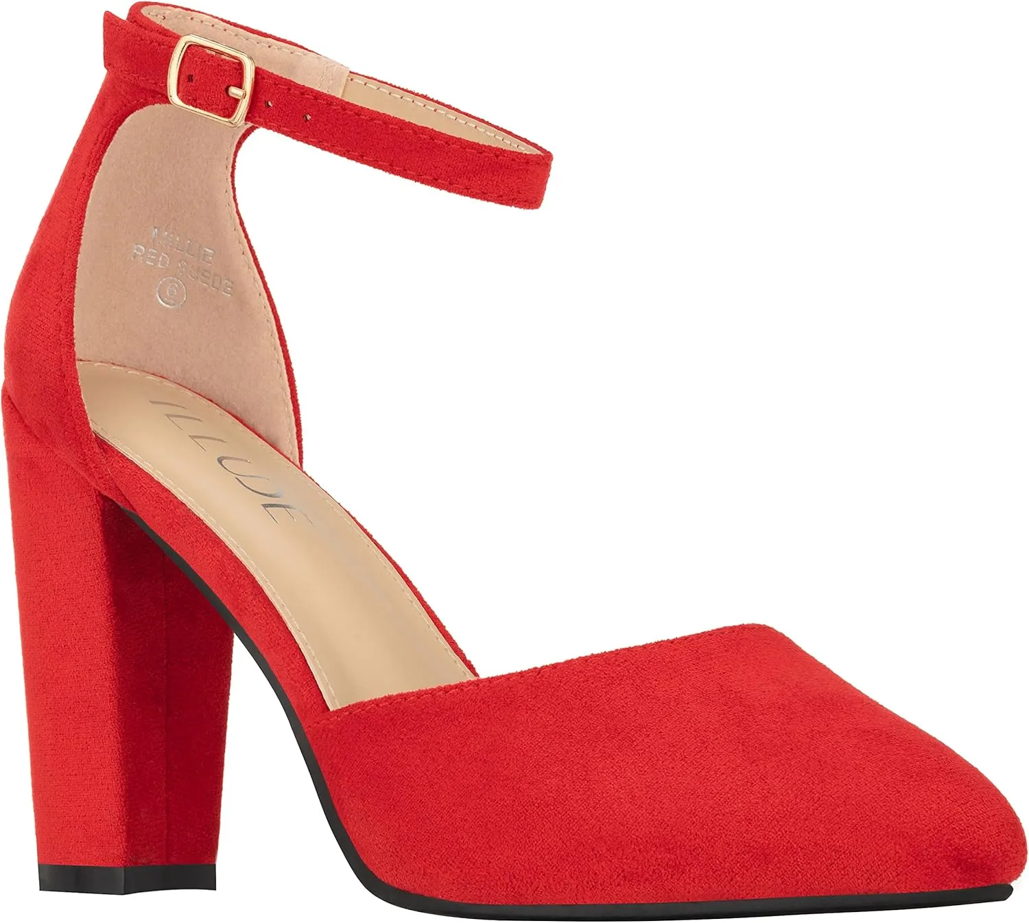 ILLUDE Women's High Block Heels Pumps Pointed Closed Toe Ankle Strap High Heel Pump Shoes
