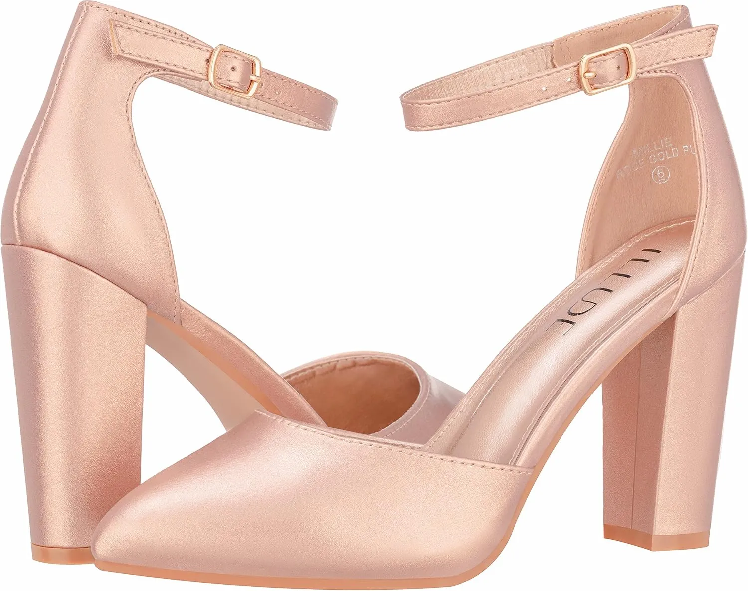 ILLUDE Women's High Block Heels Pumps Pointed Closed Toe Ankle Strap High Heel Pump Shoes