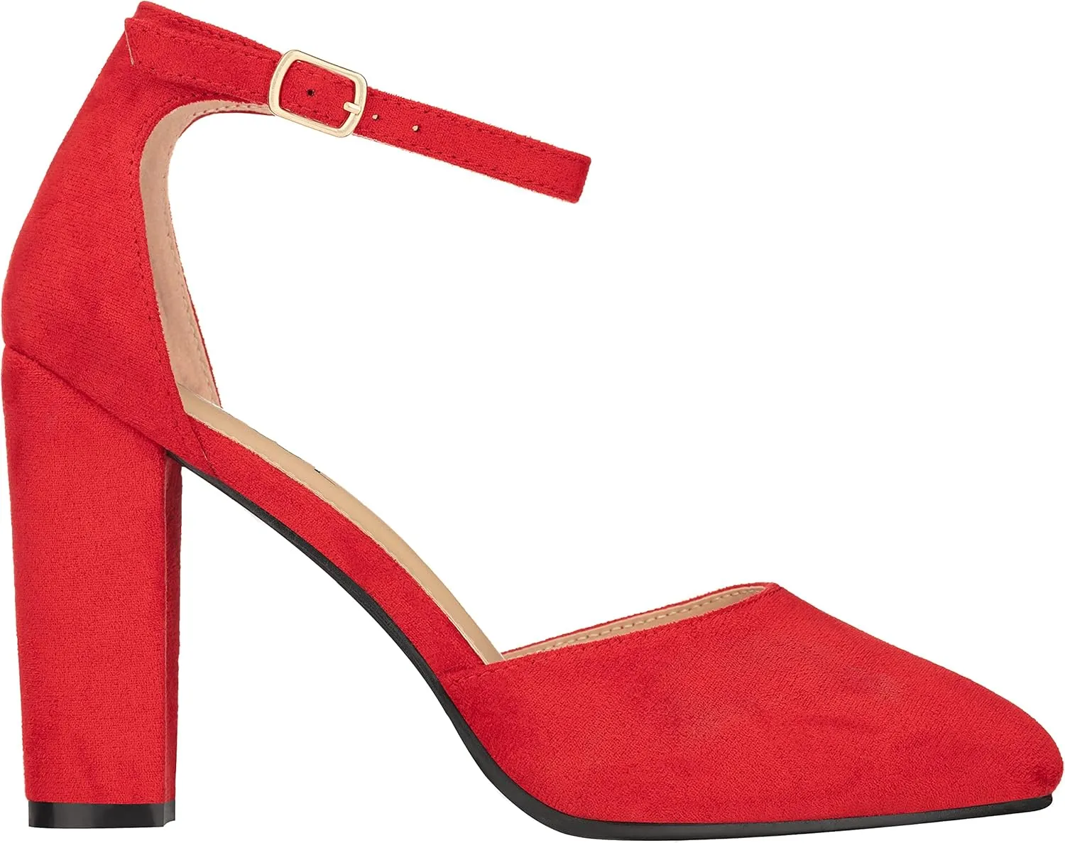 ILLUDE Women's High Block Heels Pumps Pointed Closed Toe Ankle Strap High Heel Pump Shoes