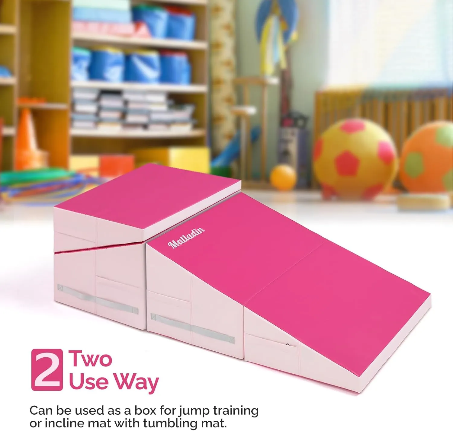 Incline Gymnastics Wedge Mat, Folding Gymnastics Mat for Kids Girls Home Training Exercise