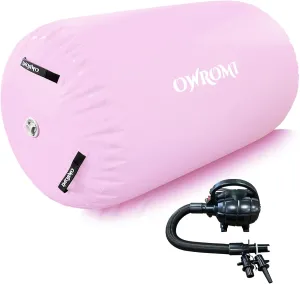 Inflatable Gymnastics Air Mat Tumble Track with Gymnastics Air Barrel - Inflatable Air Spot Tumbler Backbend Trainer Air Roller Tumbling Mat with Electric Pump
