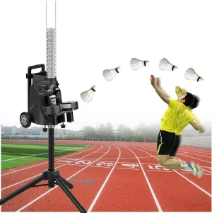 Intelligent Badminton Serve Machine, Portable Badminton Shuttlecock Machine with APP Control, Badminton Pitching Machine, Hold 52 Balls at Once, Serving Frequency: 1.0S-5S, Serve Height 7M