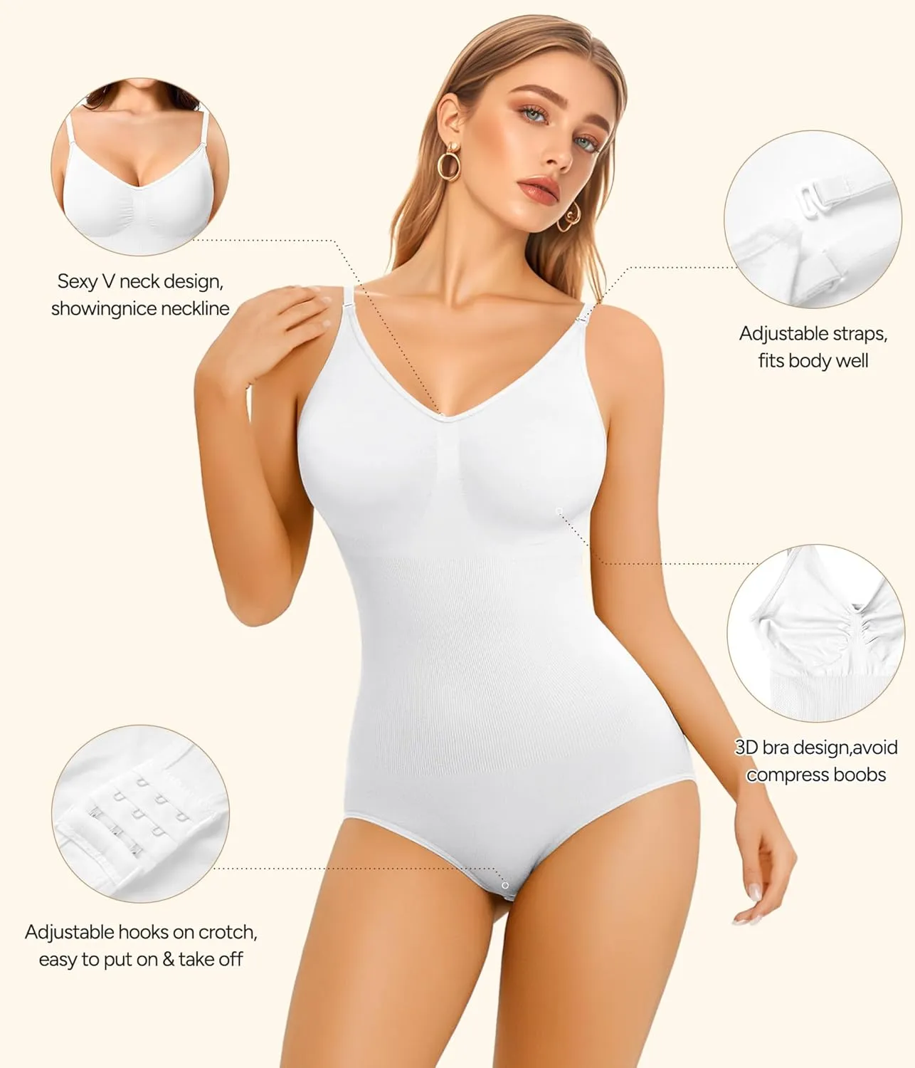 Irisnaya Women Slimming Bodysuits Shapewear Tops Tummy Control Body Shaper Spaghetti Strap Camisole Leotards Bodycon Jumpsuit