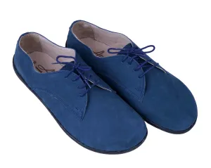 Jeans Oxford Wide Barefoot Shoes Nubuck Leather Handmade 6mm Rubber Outsole