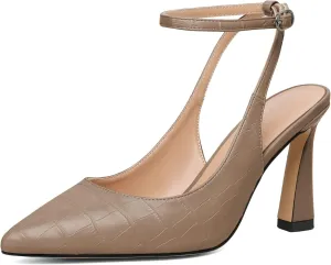 Joseywade Women Slingback High Heel Pumps Stiletto Heeled Sandals Closed Pointed Toe Ankle Strap Dress Shoes
