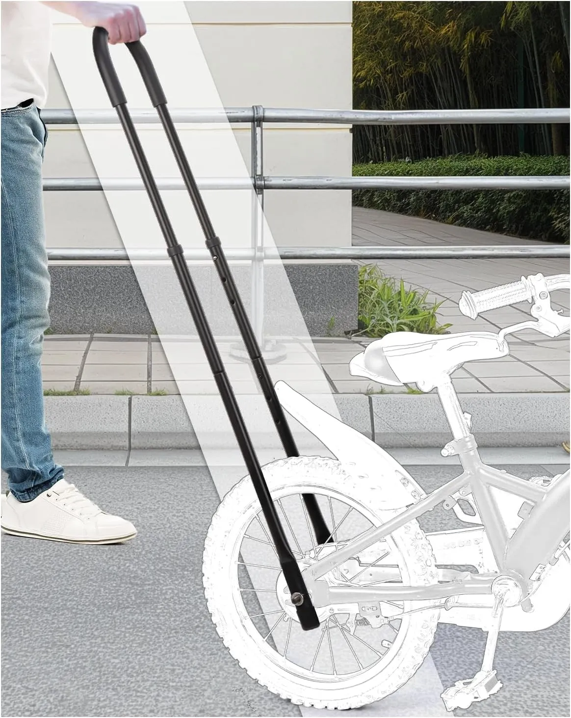Kids Bike Training Handlebar | Ergonomic Push Assist Stabilizer for Safe Riding, 6-Level Height Adjustable, High Carbon Steel Frame - Quick-Install Design for Balance Bikes (5-12 Years)