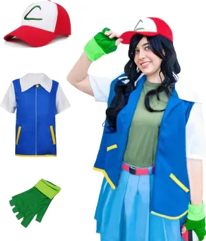 Kidukso Adult Trainer Cosplay Costume Unisex Trainer Hoodie Halloween Party Costume Jacket Gloves Hat Sets for Women Men Blue