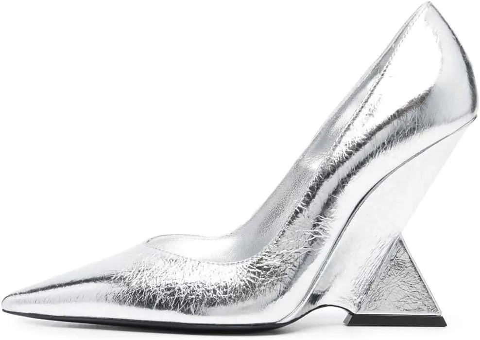 Kluolandi Women's Pumps Shoes Closed Pointed Toe Wedge Pump High Heels for Women Dress Wedding Bride Office