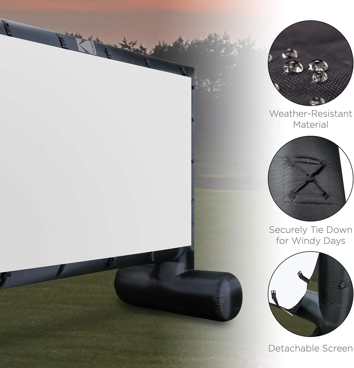 KODAK Inflatable Outdoor Projector Screen | 14.5 Feet, Blow-Up Screen for Movies, TV, Sports Games & More | Includes Air Pump, Storage Carry Case, Stakes, Repair Patches