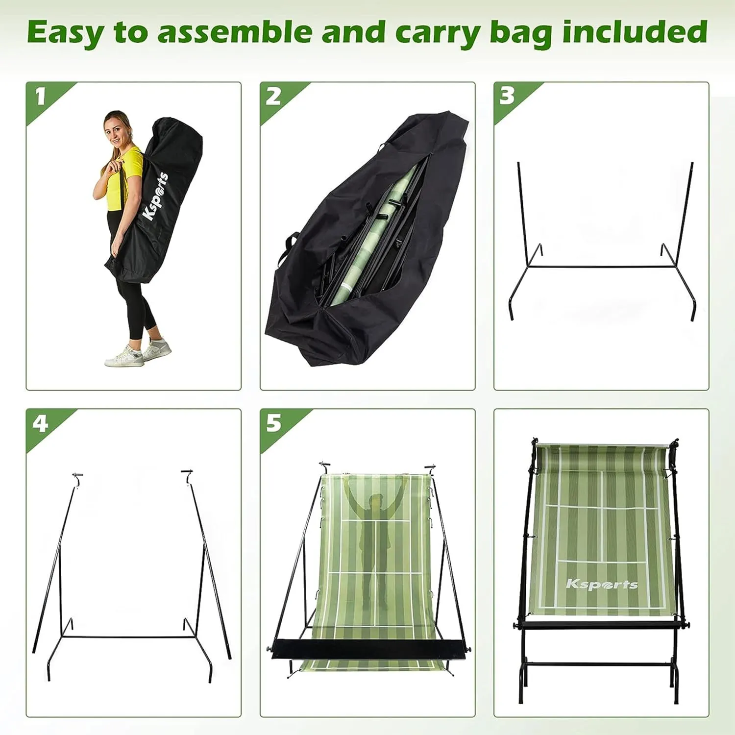 Ksports Tennis Rebounder Net – Multi Racket Sports Trainer for Tennis, Pickleball, Padel, Squash & Racquetball – Quick Assembly, Portable with Carry Bag