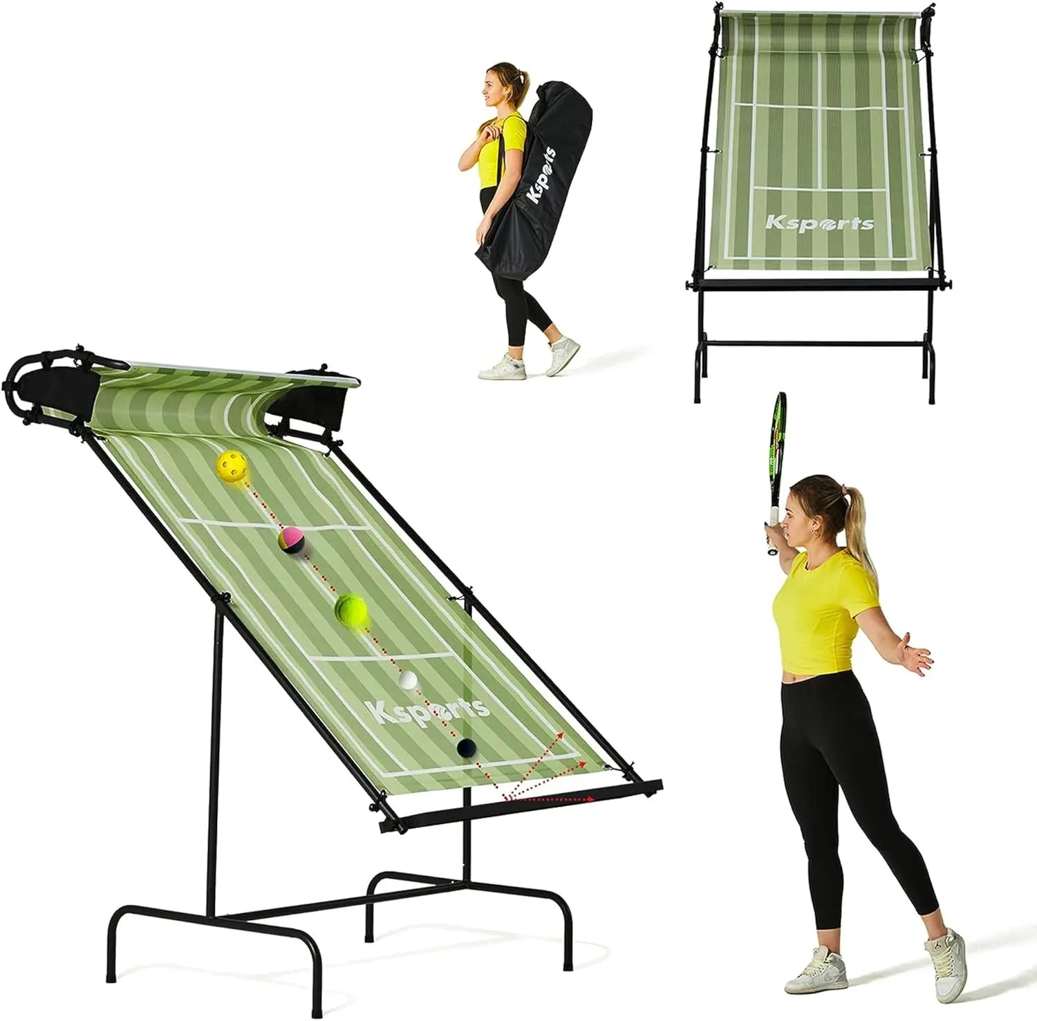 Ksports Tennis Rebounder Net – Multi Racket Sports Trainer for Tennis, Pickleball, Padel, Squash & Racquetball – Quick Assembly, Portable with Carry Bag