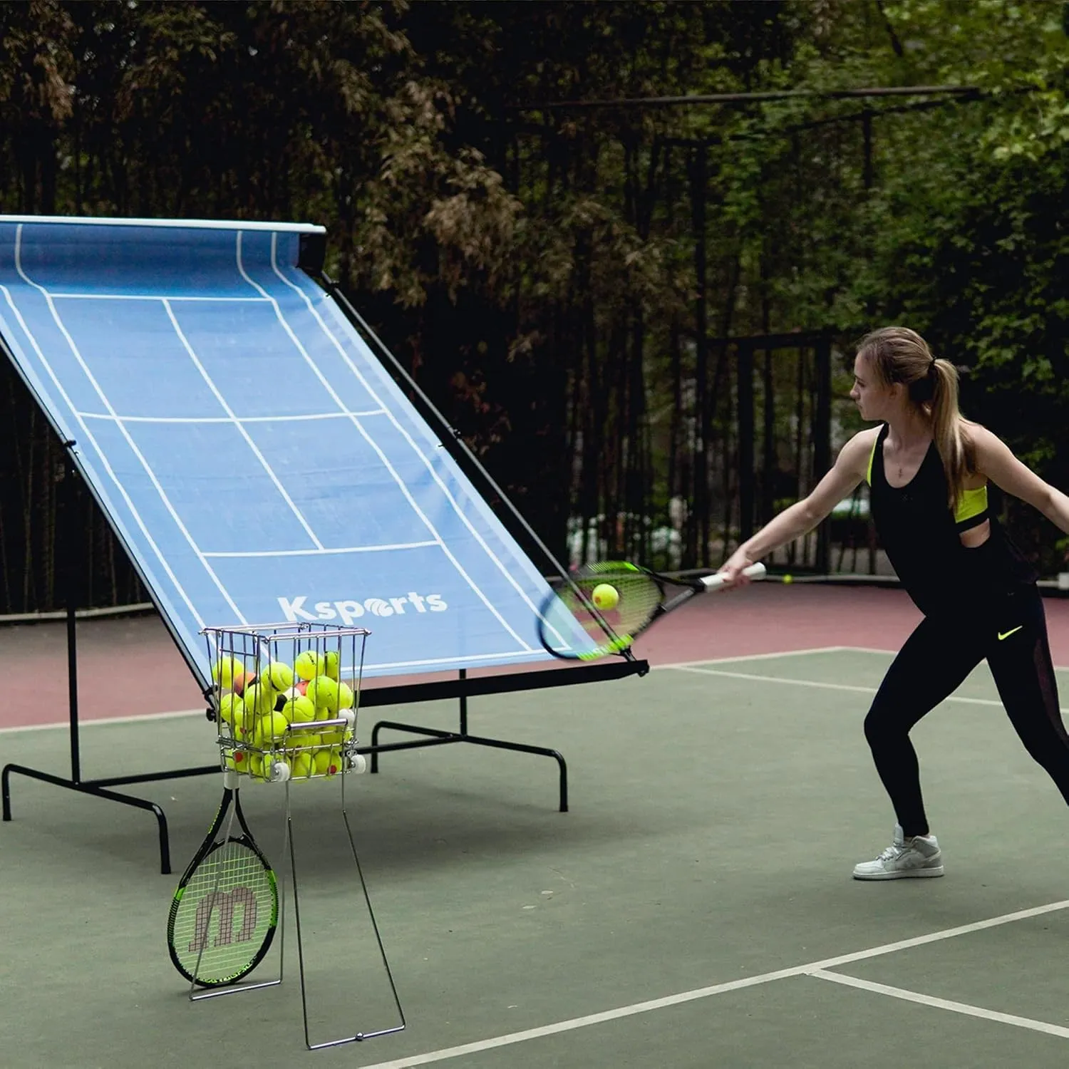 Ksports Tennis Rebounder Net – Multi Racket Sports Trainer for Tennis, Pickleball, Padel, Squash & Racquetball – Quick Assembly, Portable with Carry Bag