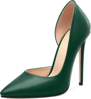 KUOARN Heels for Women High Stiletto Heels Closed Pointed Toe 4.7 Inch Pumps Fashion Sexy Wedding Evening Party Slip on Dress Shoes
