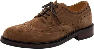 LAZIRO Casual Round Toe Shoes Men's Low Top Leather Brown Suede Business Derby Shoes