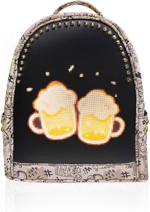 LED Backpack DIY Laptop Backpack Walking Advertising Bag Outdoor Expanded Motorcycle Cycling Backpack for Cycling, T5 (Light Brown)