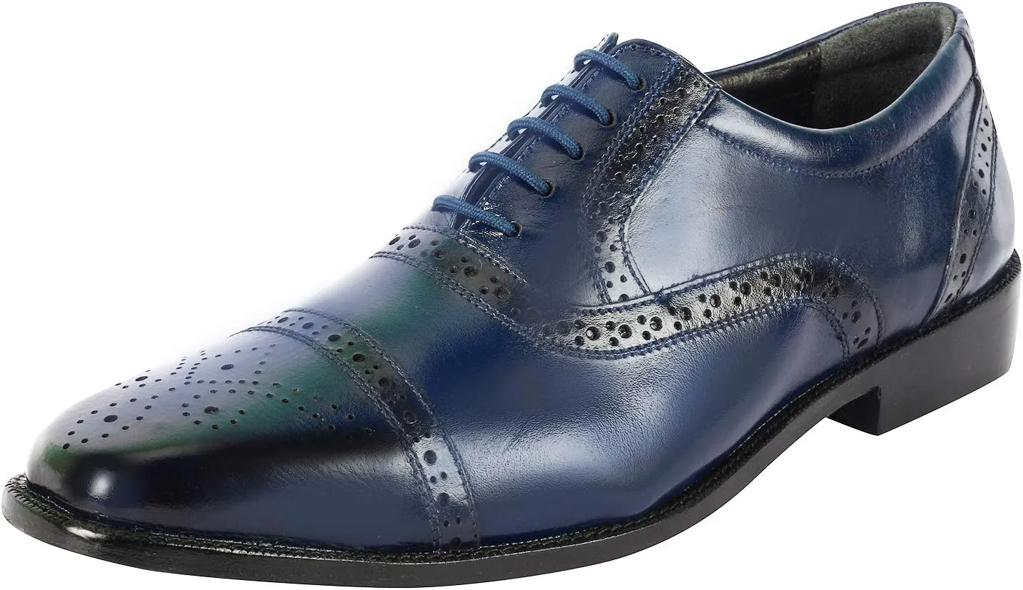 LIBERTYZENO Mens Wingtip Brogue Genuine Leather Adults Lace Up Oxford Dress Shoes for Prom Graduation