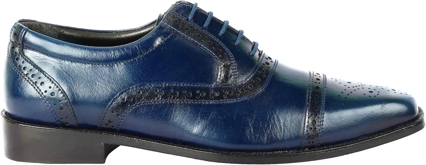LIBERTYZENO Mens Wingtip Brogue Genuine Leather Adults Lace Up Oxford Dress Shoes for Prom Graduation