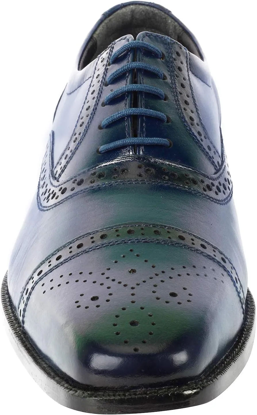 LIBERTYZENO Mens Wingtip Brogue Genuine Leather Adults Lace Up Oxford Dress Shoes for Prom Graduation
