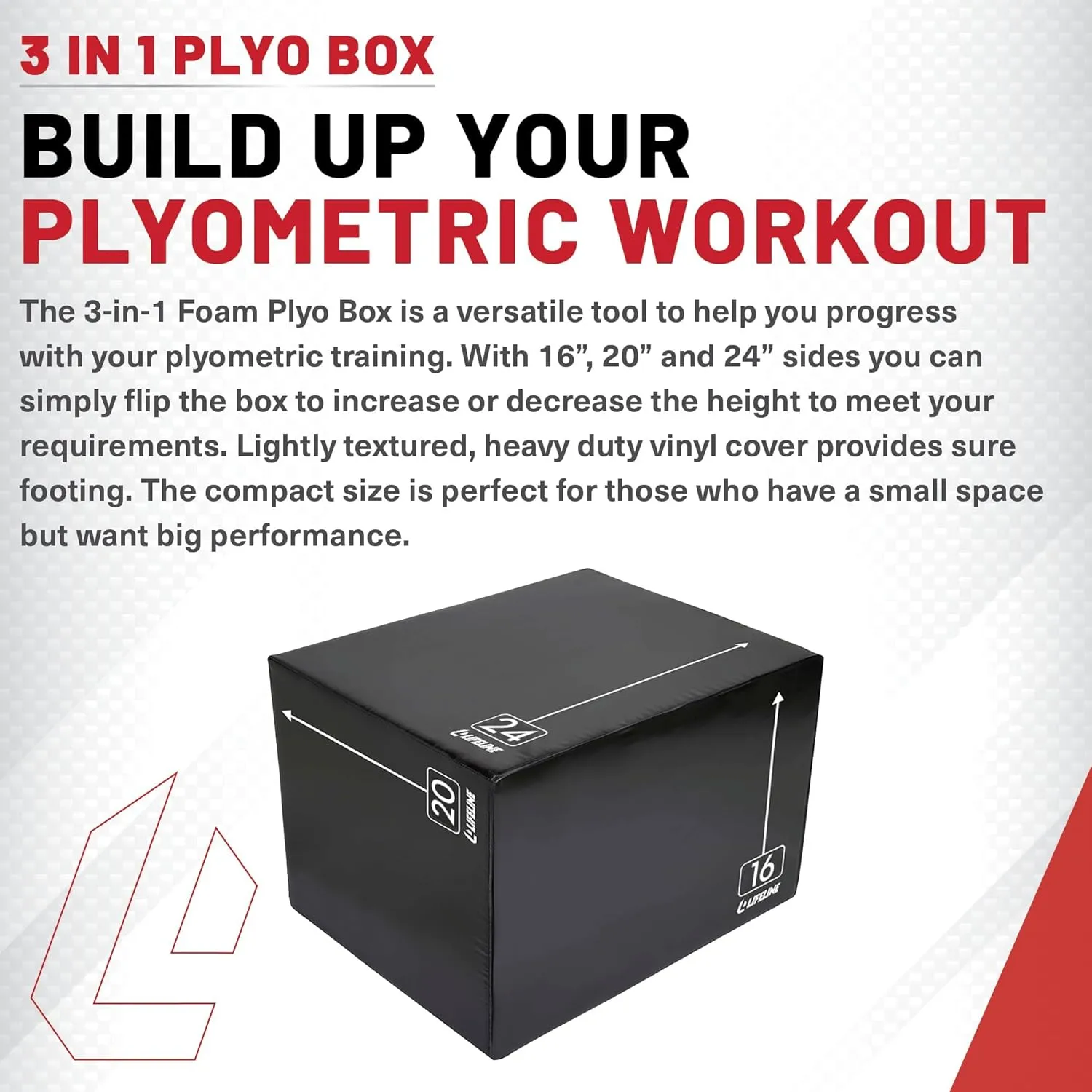 Lifeline Fitness 3-in-1 Foam Plyo Box - Exercise Equipment for Home Gym - Plyometric Jump Box Set for Crossfit, HIIT, Jump Training, Jump Trainer