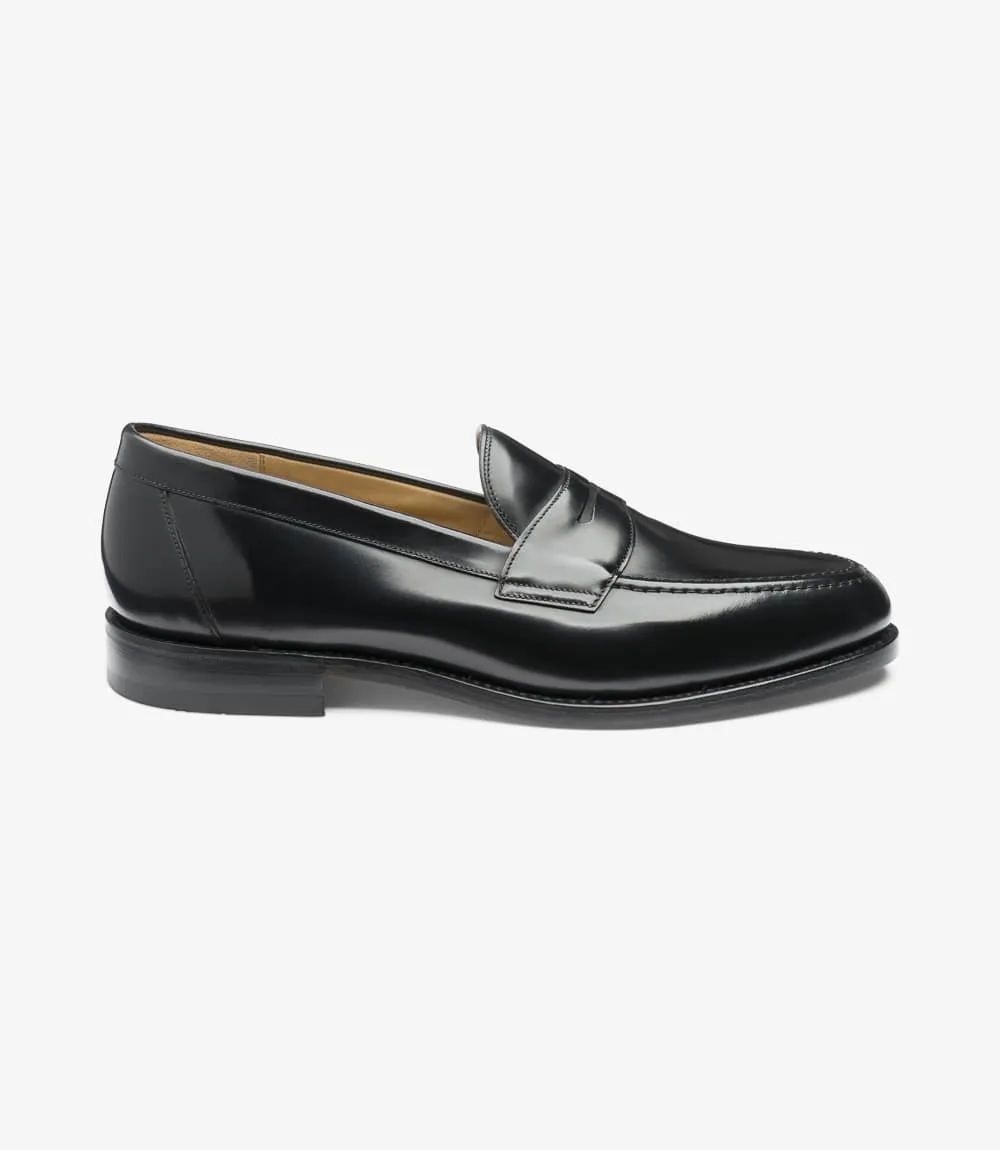 LOAKE Imperial Loafer - Black Polished Calf - (F) fitting leather Sole