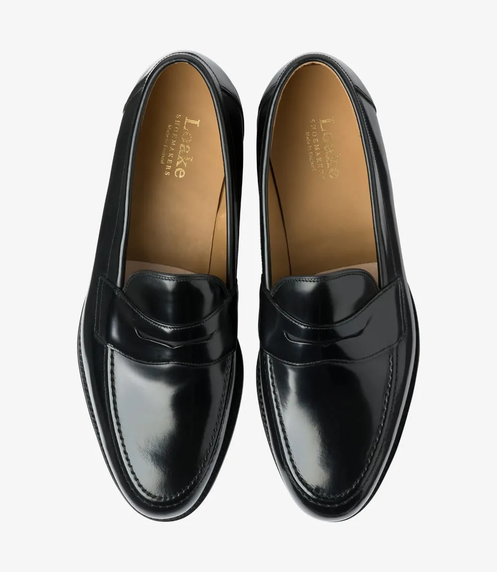 LOAKE Imperial Loafer - Black Polished Calf - (F) fitting leather Sole